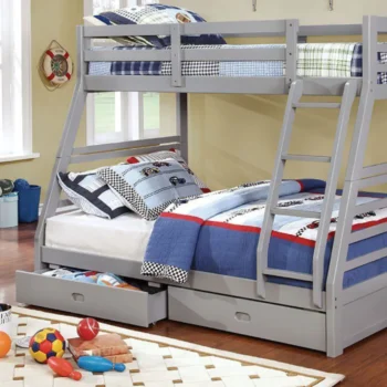 California TwinFull Bunk Bed, Gray CM-BK588GY BY Furniture of America