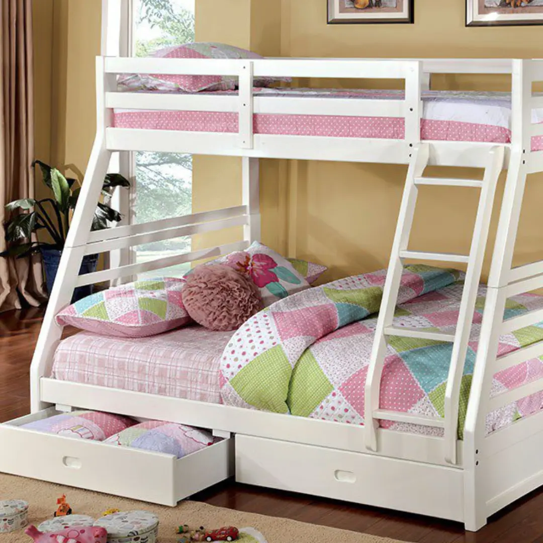California Bunk Bed Cm-Bk588Wh By Furniture Of America | Mobilia Cleopatra 3 California Bunk Bed CM-BK588WH BY Furniture of America