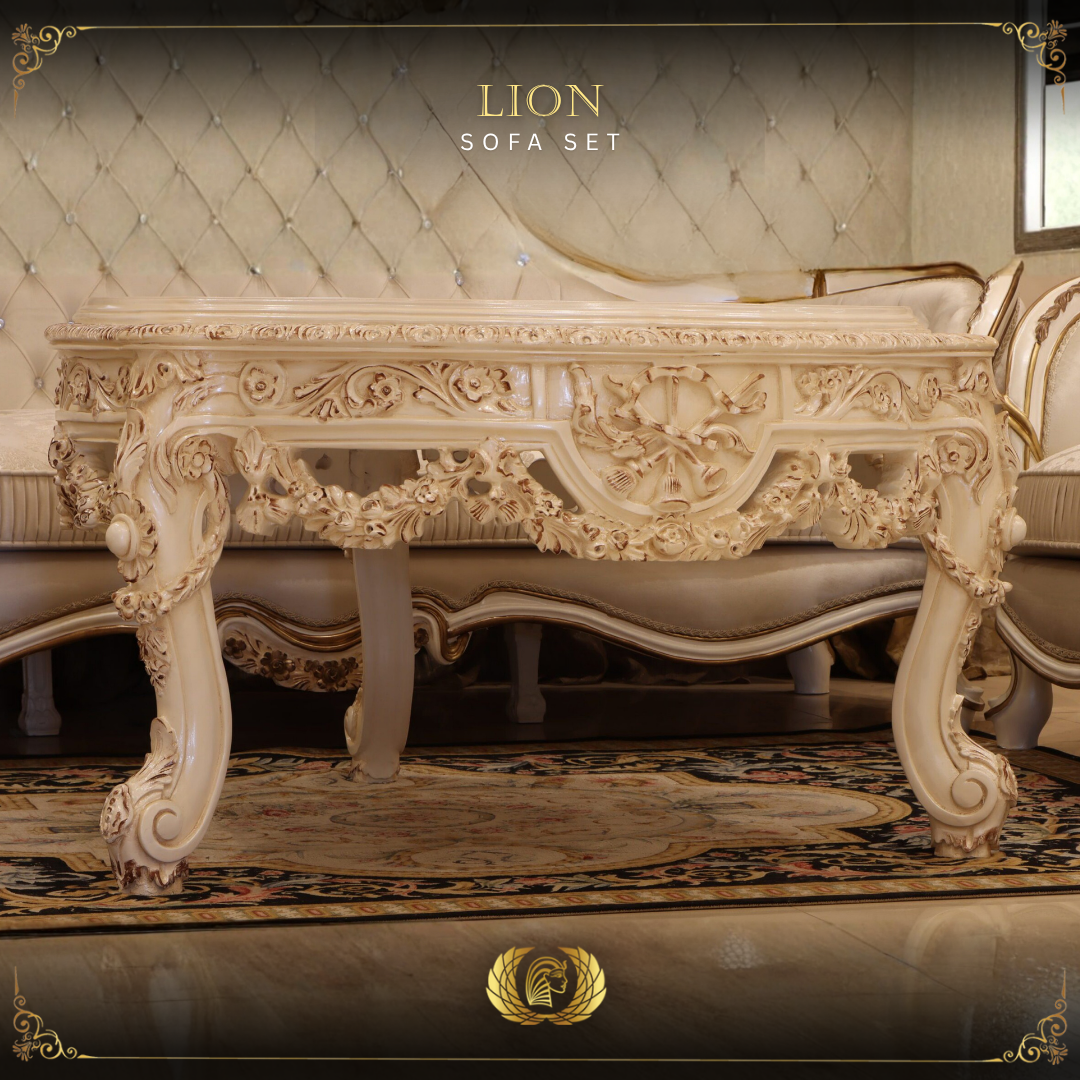 Handmade Lion Coffee Table | Mobilia Cleopatra 3 Lion White