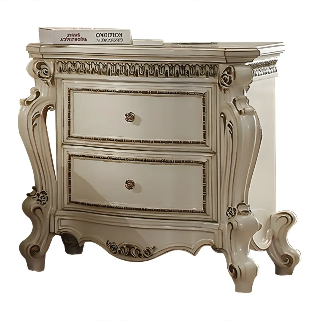Picardy Pearl Nightstand By Acme | Mobilia Cleopatra 3 Picardy Pearl Nightstand By ACME