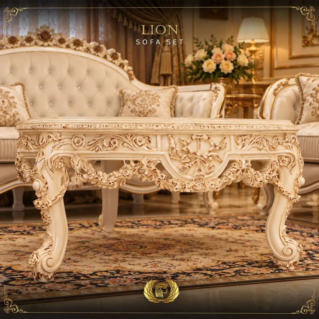 Handmade Lion Coffee Table | Mobilia Cleopatra 3 Lion-sofa-set