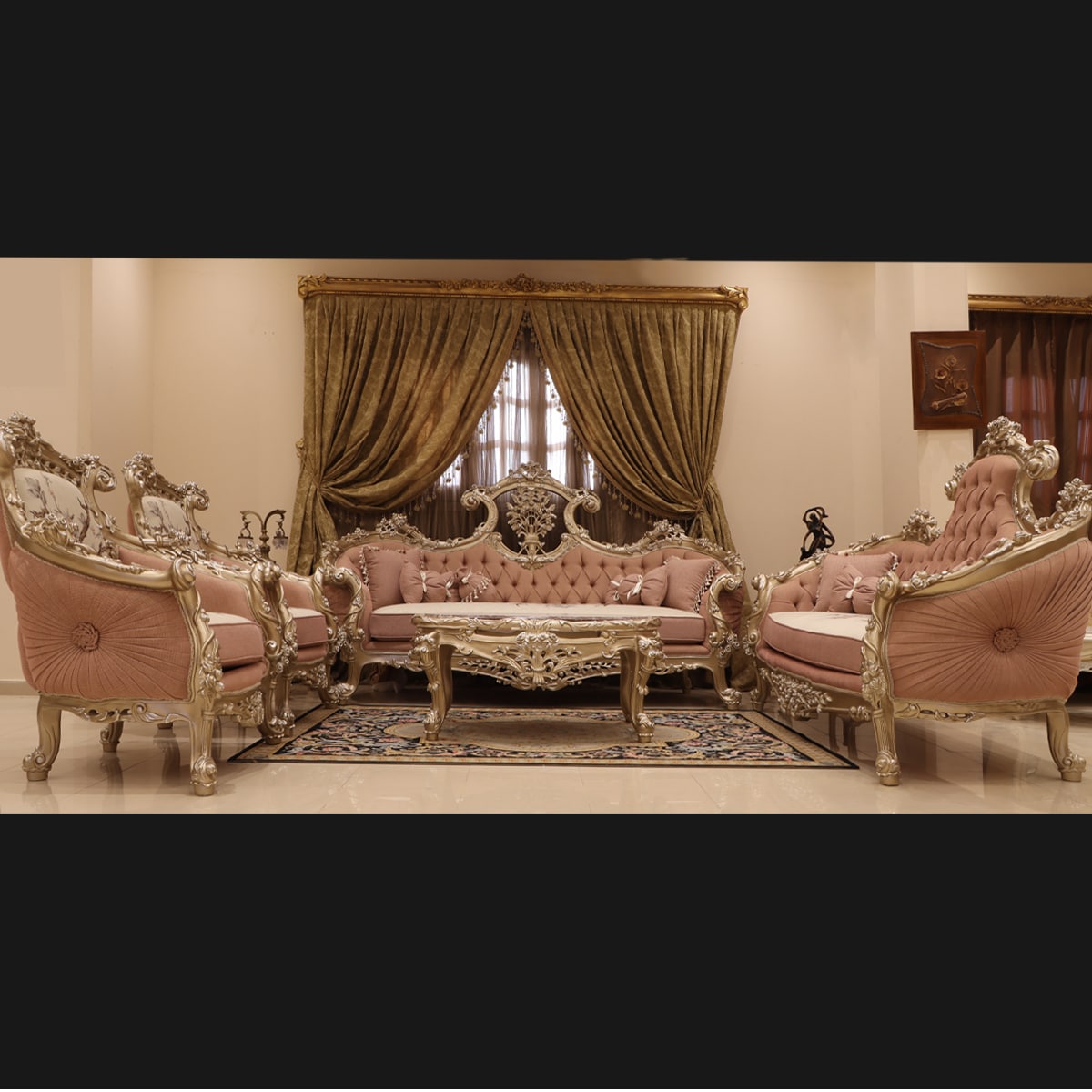 Handmade 4Pcs-Zayn Peach Sofa Set | Mobilia Cleopatra 3 Handmade 4Pcs-Zayn Peach Sofa Set - Image 1