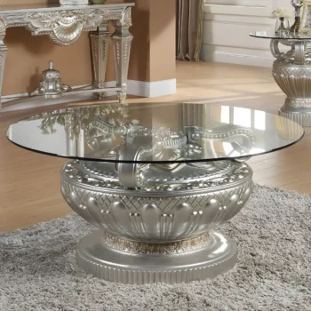 Luxury Silver Finish Victorian Coffee Table HD-8908S By Homey Design