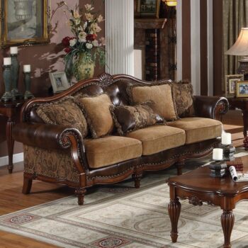 Dreena Brown Leather Sofa With 5 Pillows by ACME