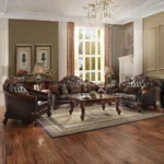 Vendome II Sofa With 5 Pillows in Brown Leather by ACME - Image 3