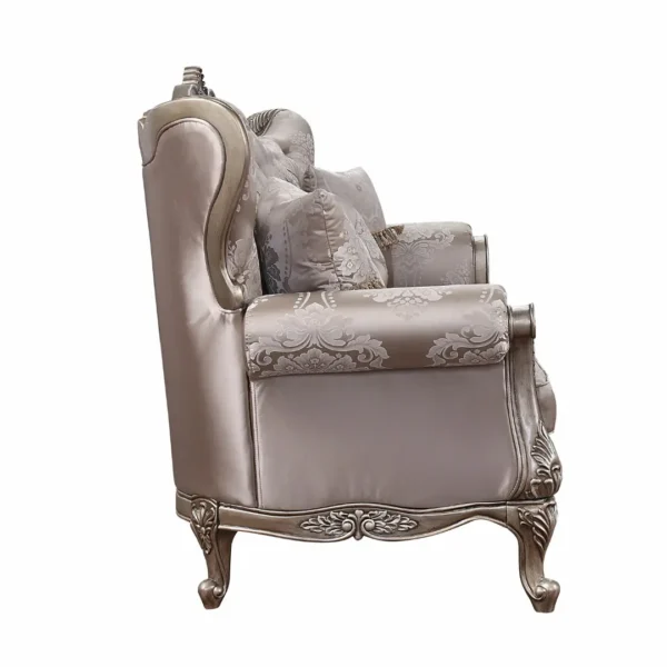 Jayceon Sofa W5 Pillows Fabric & Champagne Finish By ACME