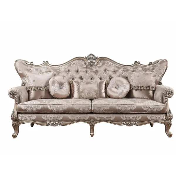 Jayceon Sofa W5 Pillows Fabric & Champagne Finish By ACME