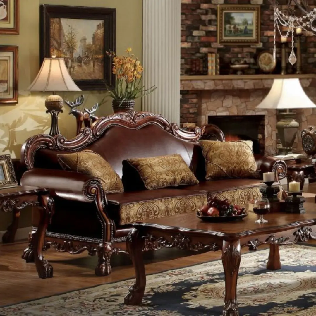 Dresden Brown Leather Sofa With 3 Pillows By Acme | Mobilia Cleopatra 3 Dresden Brown Leather Sofa With 3 Pillows by ACME