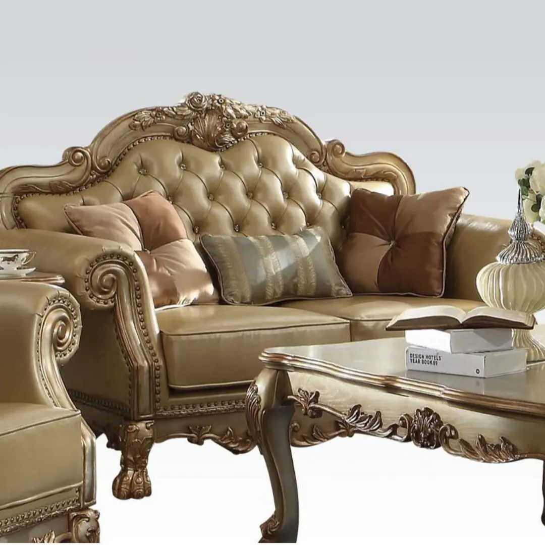 Dresden Bone Leather Loveseat With 3 Pillows By Acme | Mobilia Cleopatra 3 Dresden Bone Leather Loveseat With 3 Pillows by ACME