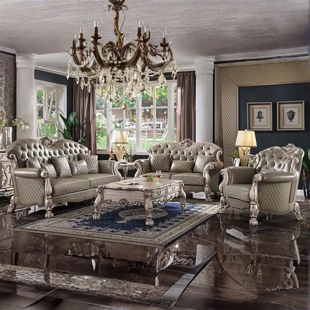 Dresden Leather Sofa With 5 Pillows By Acme | Mobilia Cleopatra 3 Dresden Leather Sofa With 5 Pillows By ACME
