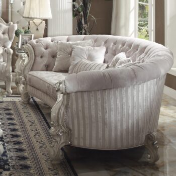 Versailles Sofa With 5 Pillows in Ivory Velvet 52085 By ACME