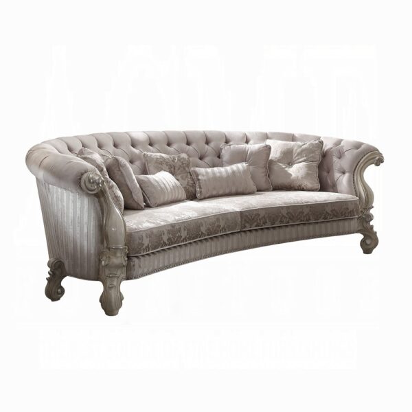 Versailles Sofa With 5 Pillows in Ivory Velvet 52085 By ACME - Image 2