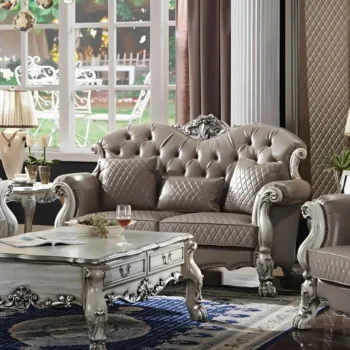 Dresden Leather Loveseat With 3 Pillows By ACME