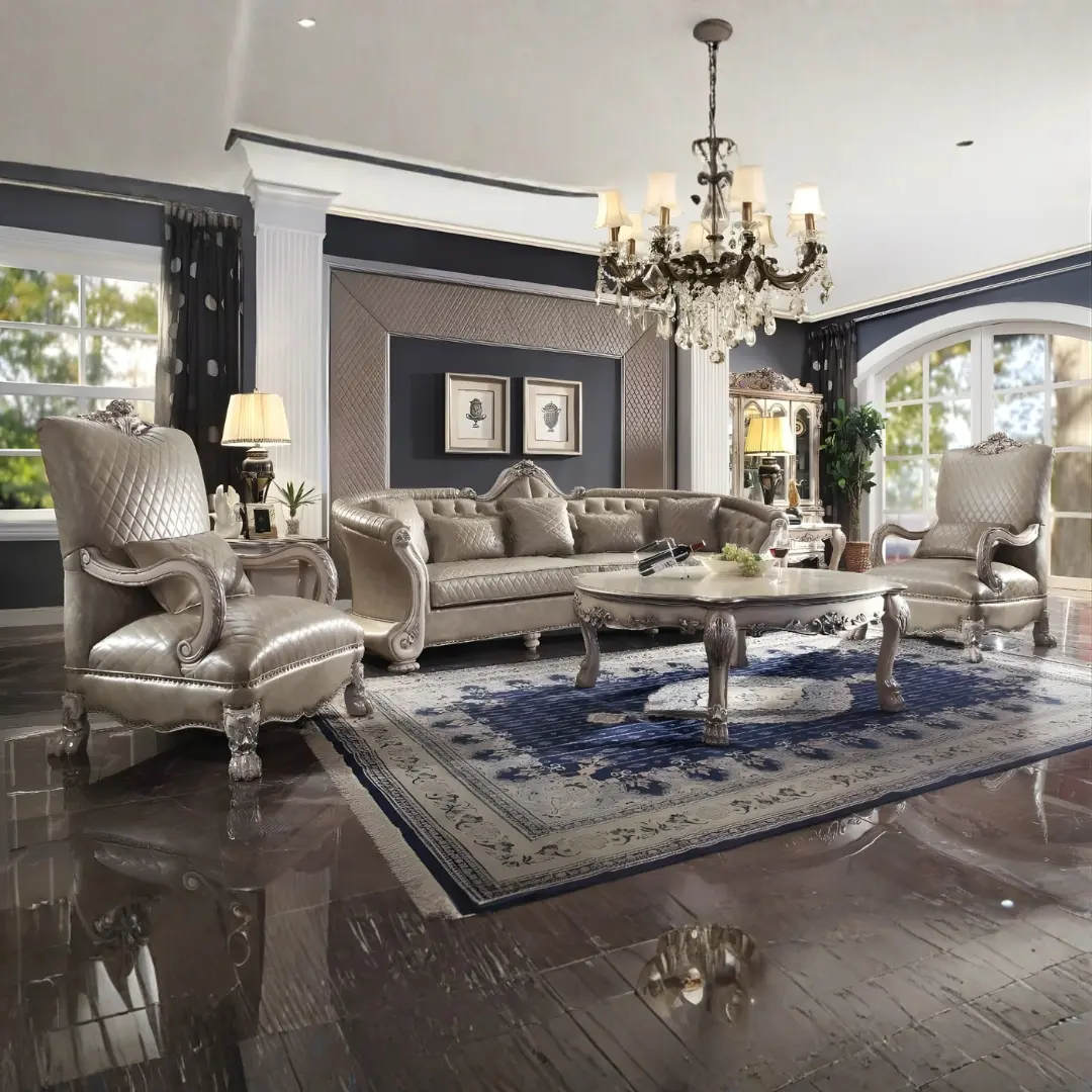 Dresden Leather Sofa With 5 Pillows By Acme | Mobilia Cleopatra 3 Dresden Leather Sofa With 5 Pillows By ACME