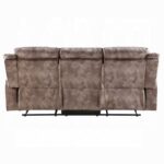 Chocolate Velvet Motion Sofa & Console With USB Back Side