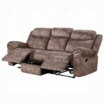 Chocolate Velvet Motion Sofa & Console With USB Back Side