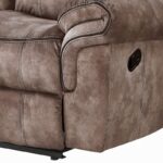 Chocolate Velvet Motion Sofa & Console With USB Details