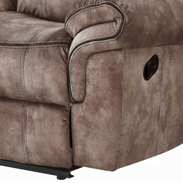 Chocolate Velvet Motion Sofa & Console With USB Details