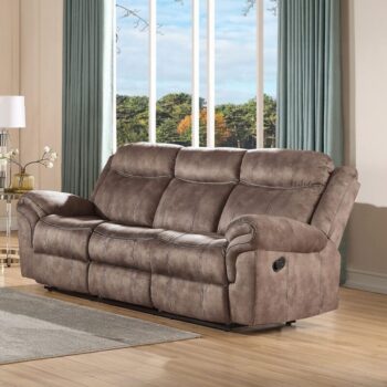 Chocolate Velvet Motion Loveseat & Console With USB