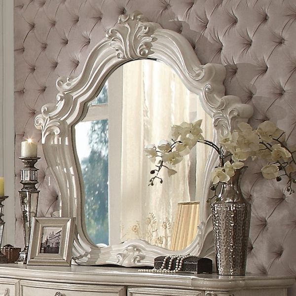 Bone White Versailles Mirror 21134 By Acme | Mobilia Cleopatra 3 Bone White Mirror