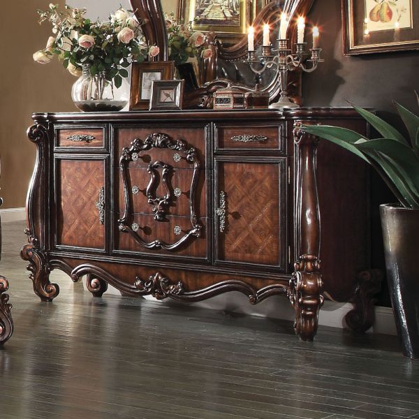 Cherry Oak Versailles Dresser 21105 By Acme | Mobilia Cleopatra 3 Cherry Oak Dresser