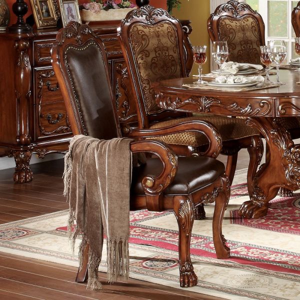 Dresden Chair In Brown Leather Set Of 2 By Acme | Mobilia Cleopatra 3 Arm Chair