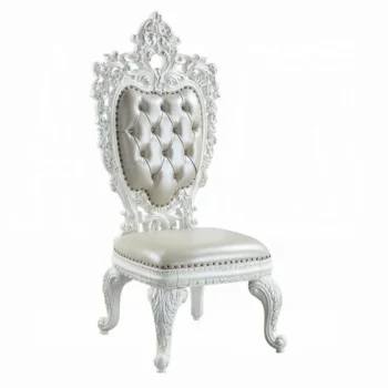 Beige Leather Side Chair Set of 2