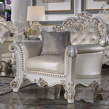 Vendome Chair With Pillow in Champagne Leather