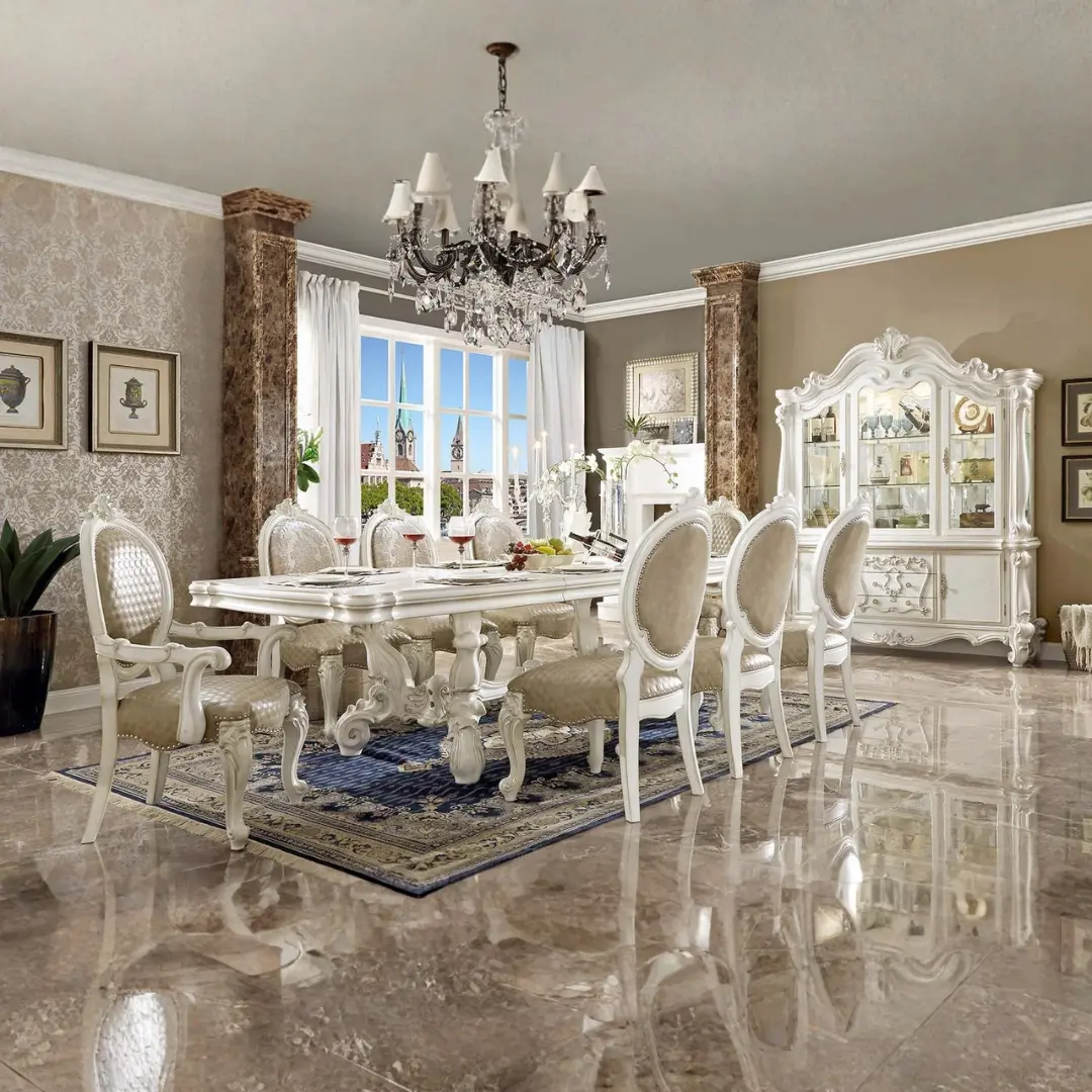 Versailles Bone White Finish Arm Chair Set Of 2 By Acme | Mobilia Cleopatra 3 Versailles Bone White Arm Chair