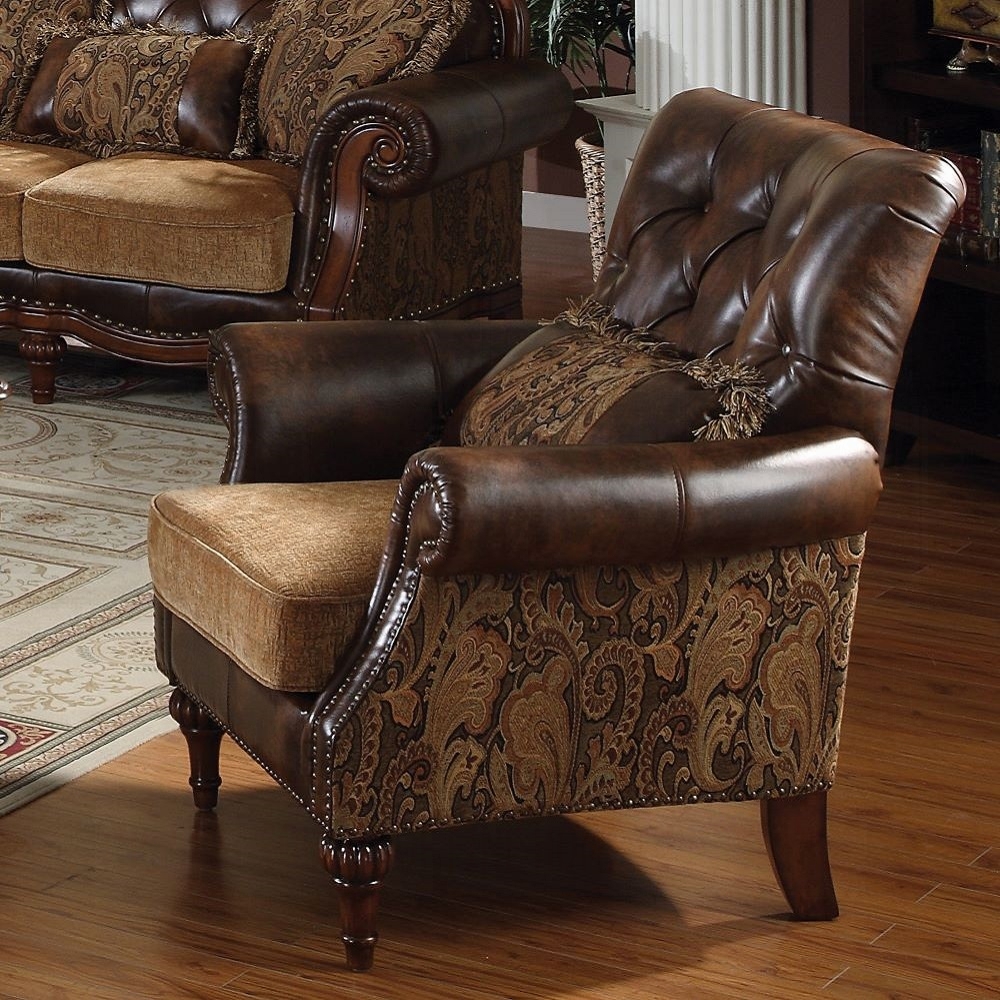 Dreena Brown Leather Chair With Pillow By Acme | Mobilia Cleopatra 3 Brown Chair With Pillow