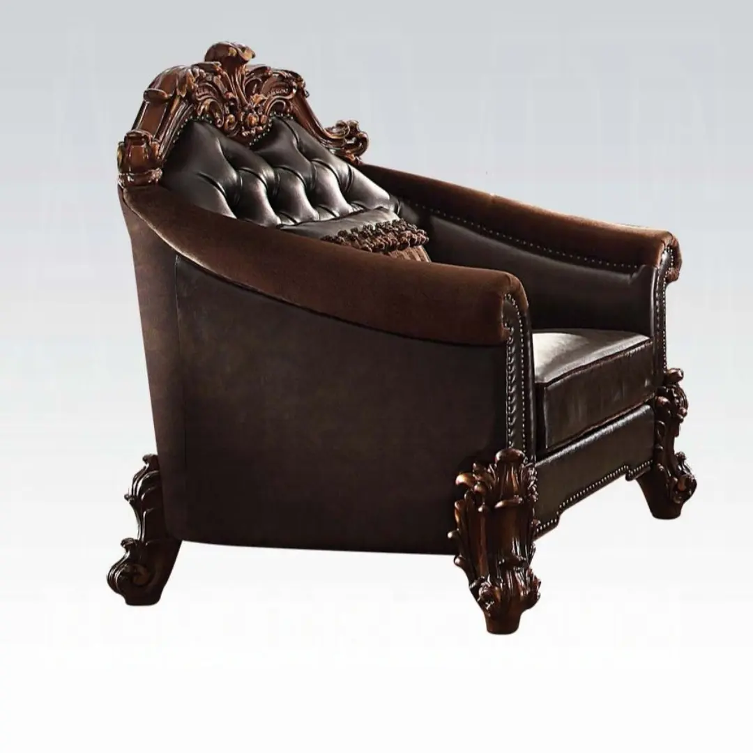 Vendome Ii Chair With Pillow In Brown Leather By Acme | Mobilia Cleopatra 3 Vendome II Chair With Pillow in Brown Leather by ACME - Image 1