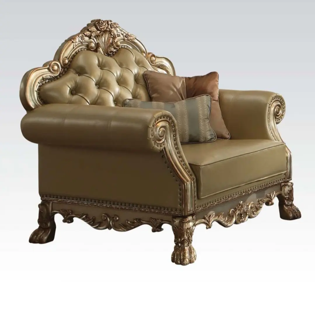 Dresden Bone Leather Chair With 2 Pillows By Acme | Mobilia Cleopatra 3 Dresden Bone Leather Chair With 2 Pillows by ACME