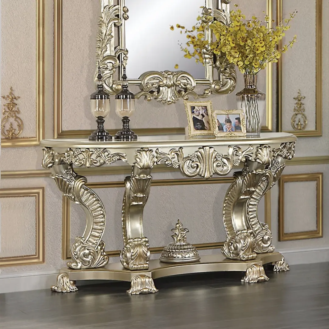 Sorina Gold Sofa Table By Acme | Mobilia Cleopatra 3 Sorina Gold Sofa Table