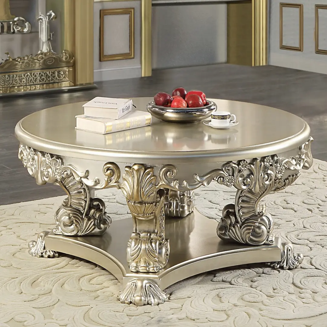 Sorina Round Gold Coffee Table By Acme | Mobilia Cleopatra 3 Sorina Round Gold Coffee Table