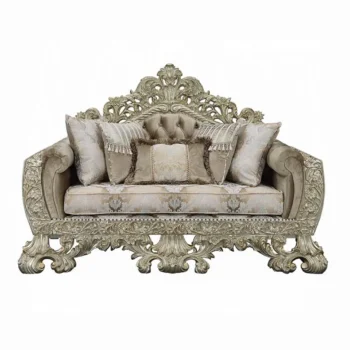 Sorina Velvet Fabric Loveseat With 5 Pillows