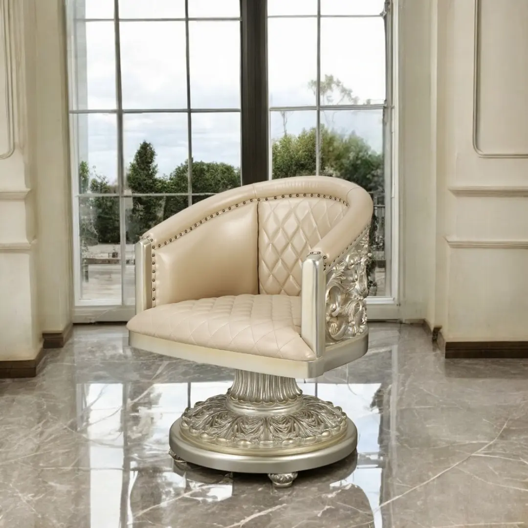 Sorina Gold Leather Arm Chair By Acme | Mobilia Cleopatra 3 Sorina Gold Leather Arm Chair