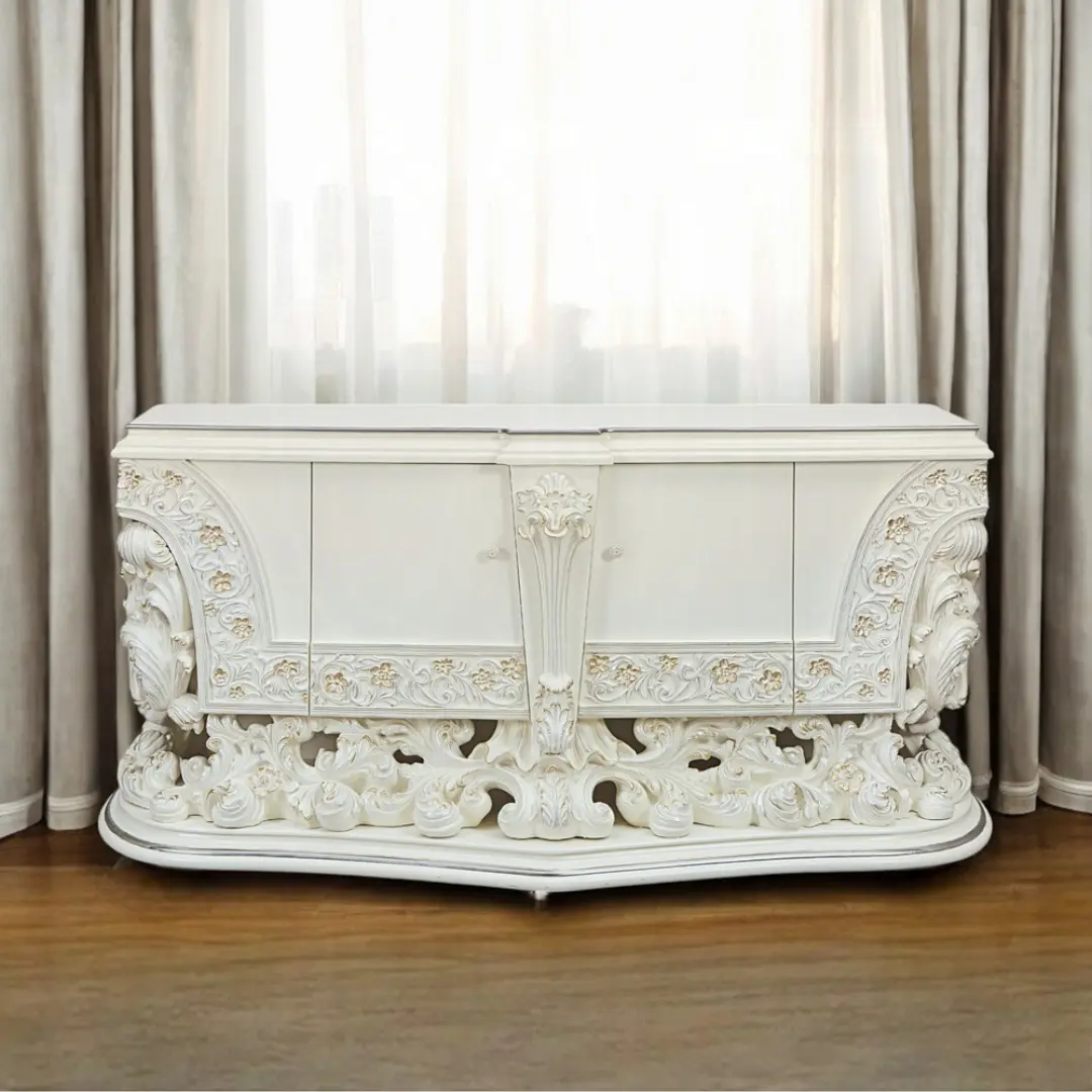 Adara Server In Antique White Finish By Acme | Mobilia Cleopatra 3 Server in Antique White Finish
