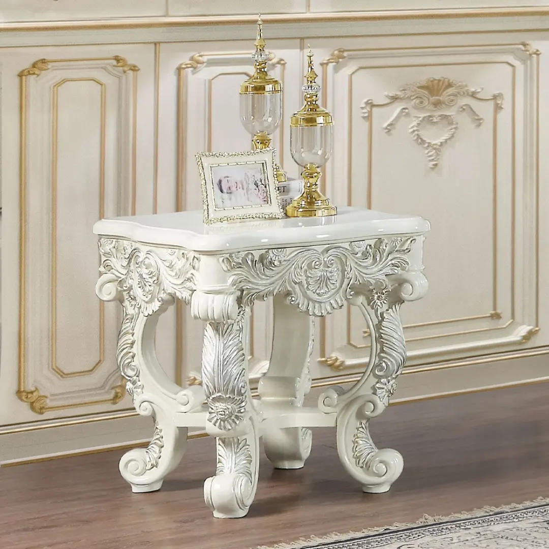 Adara White End Table By Acme | Mobilia Cleopatra 3 White End Table