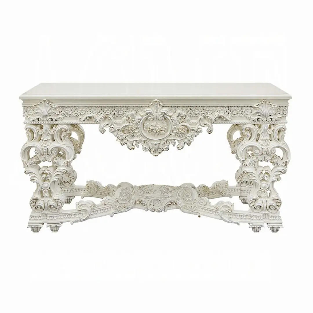 Adara White Sofa Table By Acme | Mobilia Cleopatra 3 White Sofa Table