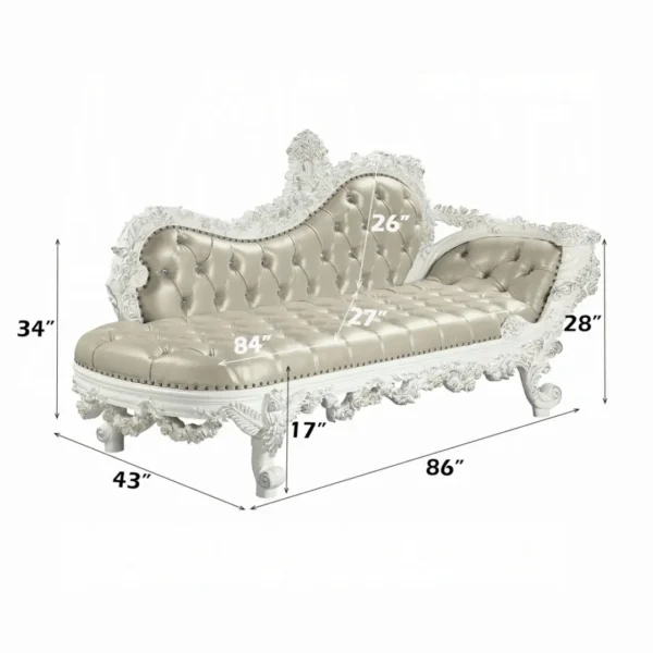 Vanaheim Beige Leather Bench by ACME - Image 2