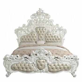 Beige Leather Eastern King Bed