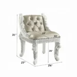 Vanaheim Beige Leather Vanity Stool by ACME - Image 5
