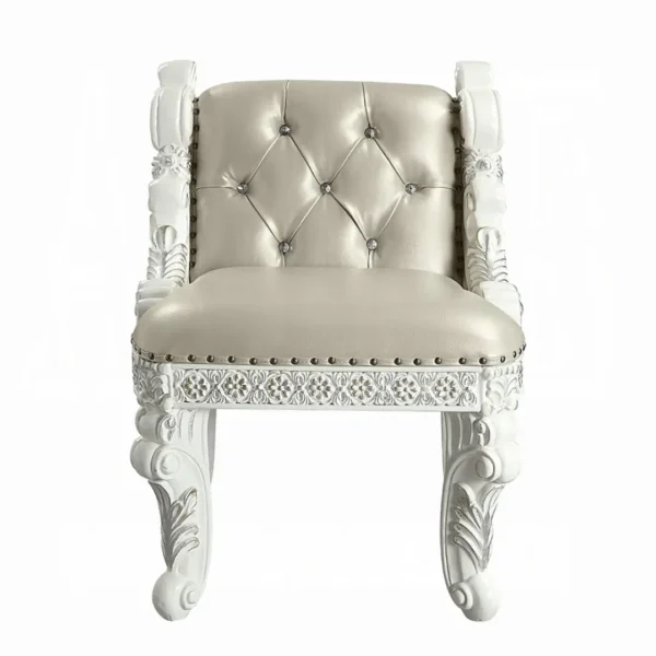 Vanaheim Beige Leather Vanity Stool by ACME - Image 2