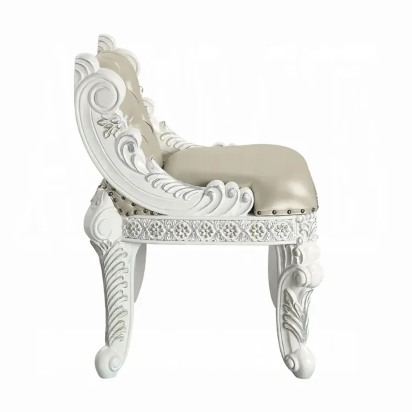 Vanaheim Beige Leather Vanity Stool by ACME - Image 3