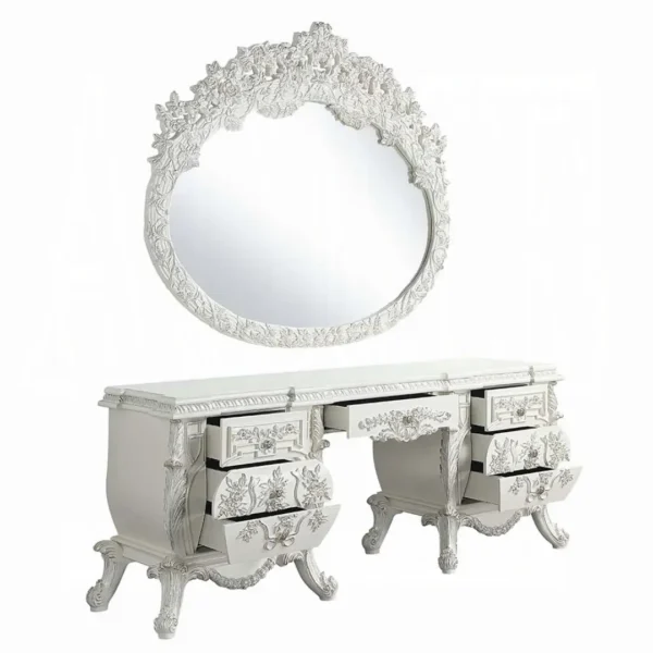 Vanaheim Vanity Desk in Antique White Finish by ACME - Image 3