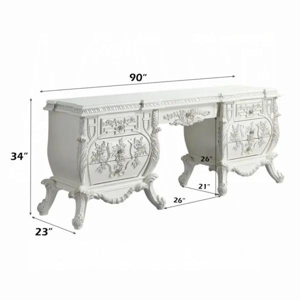 Vanaheim Vanity Desk in Antique White Finish by ACME - Image 4