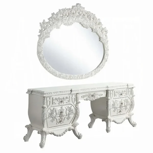 Vanaheim Vanity Desk in Antique White Finish by ACME - Image 2