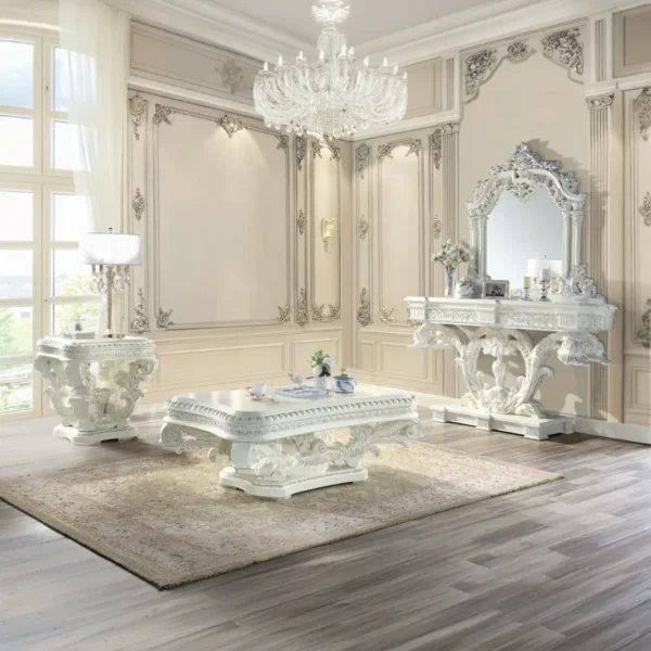 Vanaheim Sofa Table in Antique White Finish by ACME - Image 5