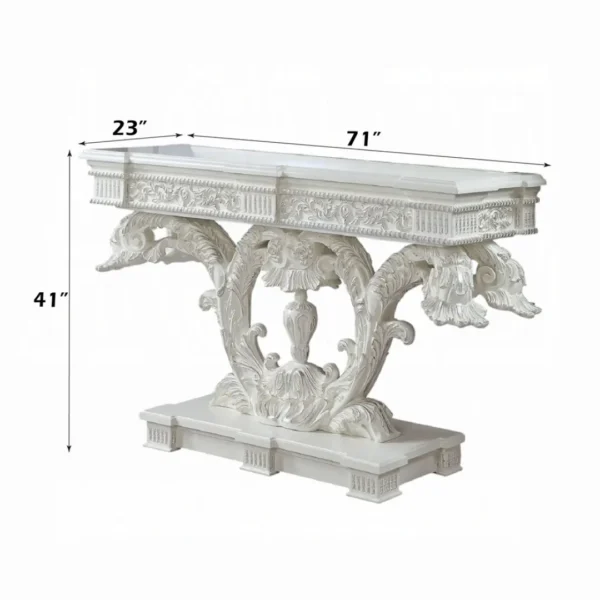 Vanaheim Sofa Table in Antique White Finish by ACME - Image 4