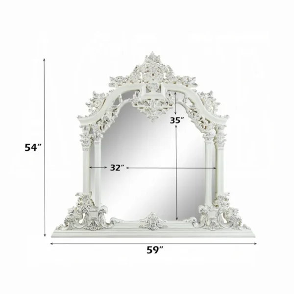 Vanaheim Mirror in Antique White Finish by ACME - Image 4